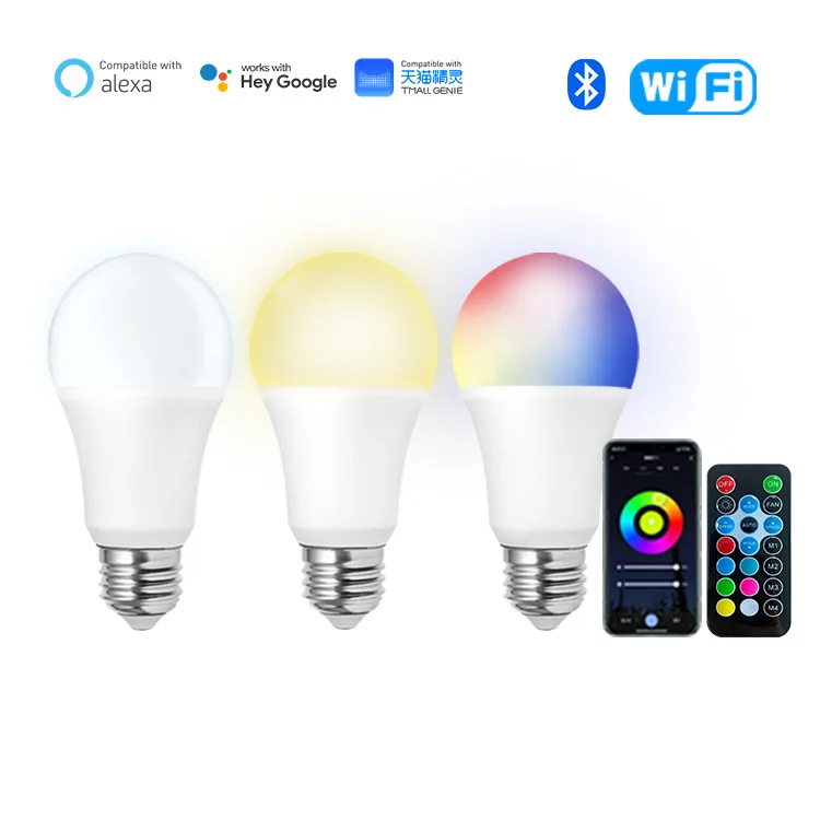 

Светодиодная лампа E27 RGB + CW + WW с поддержкой Bluetooth 4,0, 15 Вт