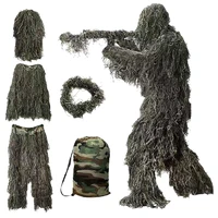 5 in 1 ghillie suit3d camouflage outdoor hunting apparel including jacketpantshoodcarry bag for adults kids youth
