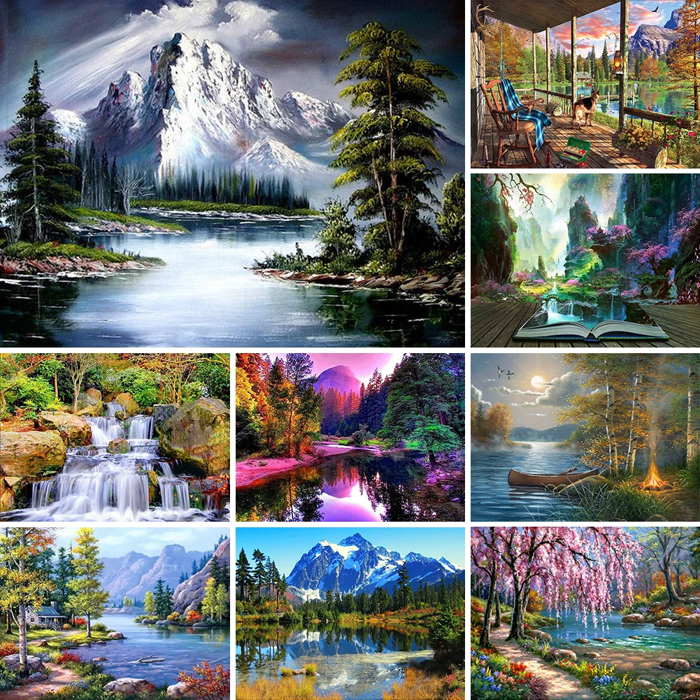 

5D DIY Diamond Drawing Kits Landscape Full Round Drill Rhinestone DIY Wall Art Mosaic Picture Kit Home Decoration