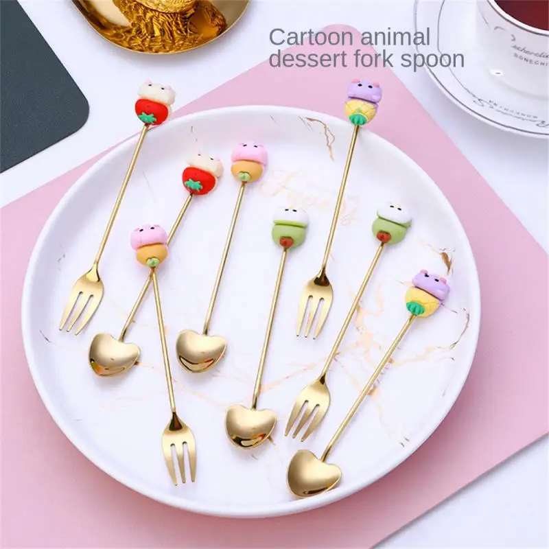 

Stainless Steel Stirring Spoons Forks Cartoon Astronauts Fruit Animal Shape Creative Dinnerware Coffee Ice Cream Cutlery Gift