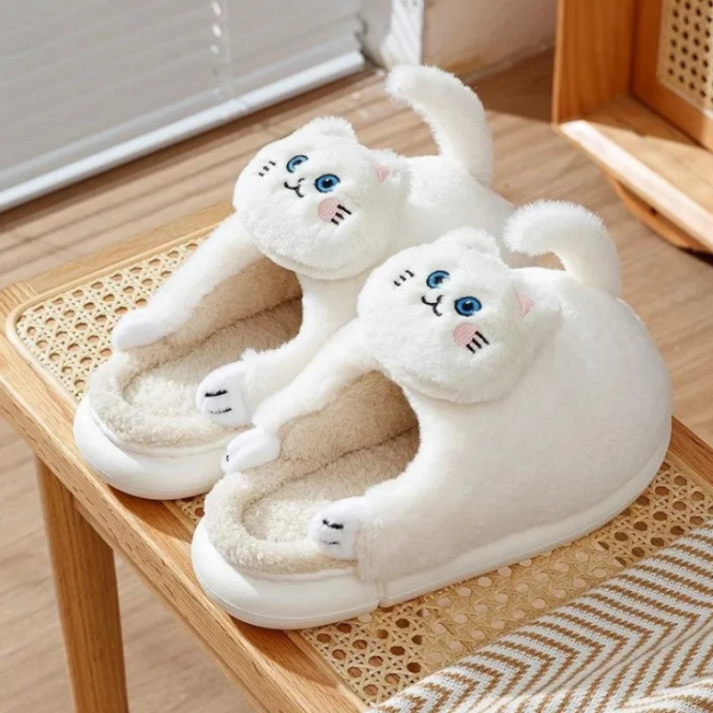

2022 Cute Rabbit Winter Horn Wool Women's Slippers Grey Home Casual Warm Women Slippers Shoes Home Thick Soled Plush Wome
