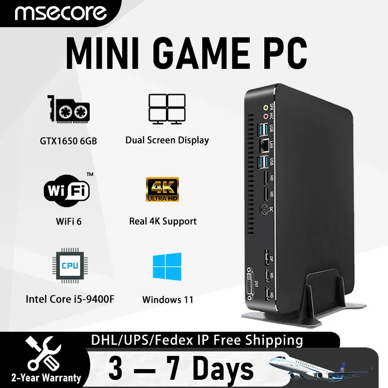 

MSECORE MV100 Intel Core i5 9400F GTX1650 4G Dedicated Card Gaming Mini PC Windows 11 Desktop Computer HTPC Linux 4K Wifi6 BT5.1