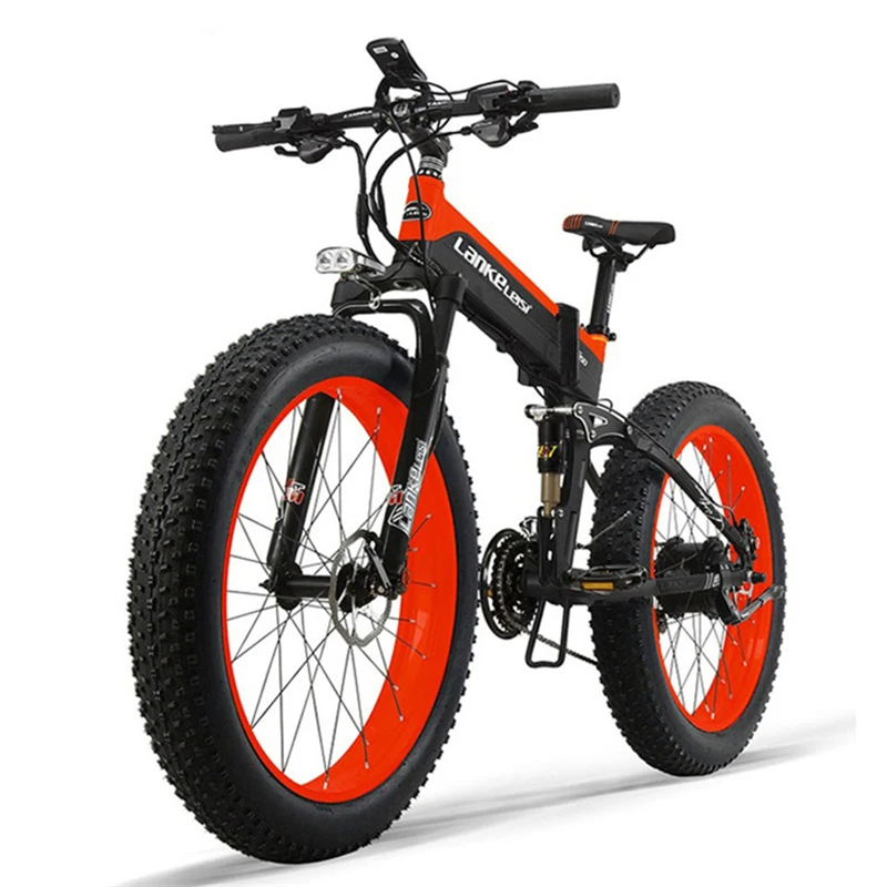 

LANKELEISI T750PLUS 26 inch electric mountain bike 1000W folding fat tire electric bicycle 48v14.5ah lithium battery snow bike