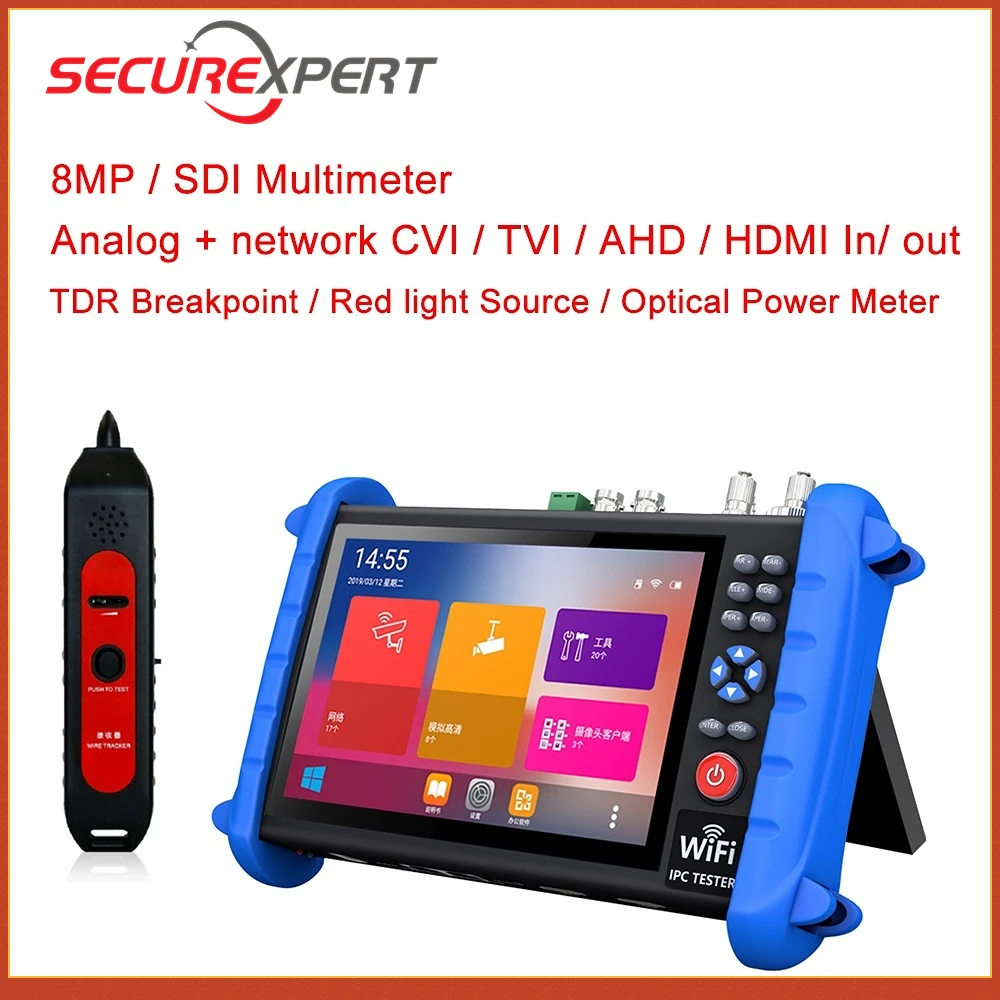 

Securexpert 7 Inch 6K IPC Camera Tester 8MP AHD CVI TVI CCTV Tester with POE Out HDMI Input and Output Monitor Cctv Tools