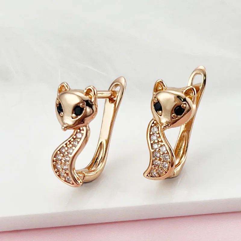 

Fashion Cute Cat Fox Zircon Lady Ear Buckles