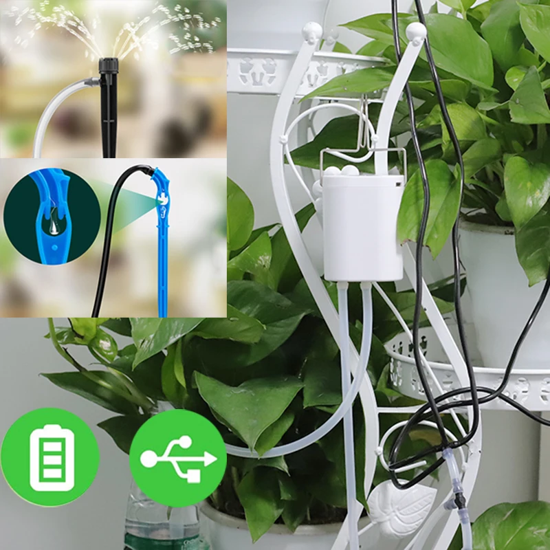 Garden Flowers Plant Automatic Sprinkler Drip Irrigation Self Watering System for indoor Watering Pump Controller Timer Tools