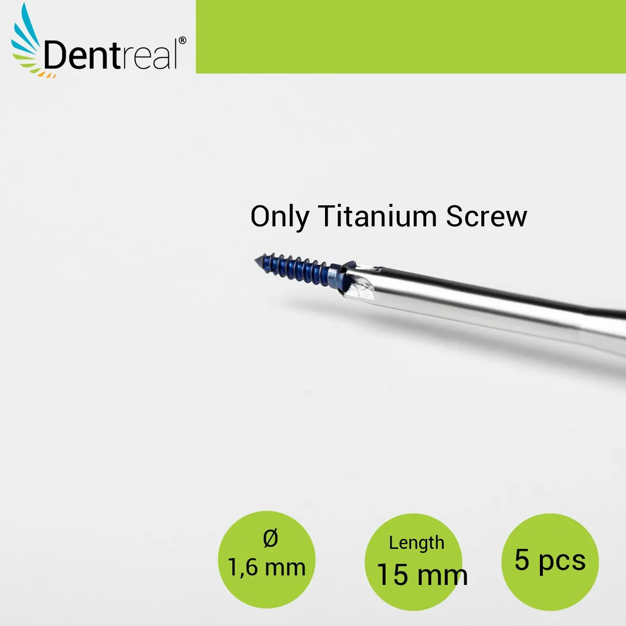 

Titanium Screw 15 mm - Dentreal Bone ,Membrane and Plate Fixation Screw - 5 pcs