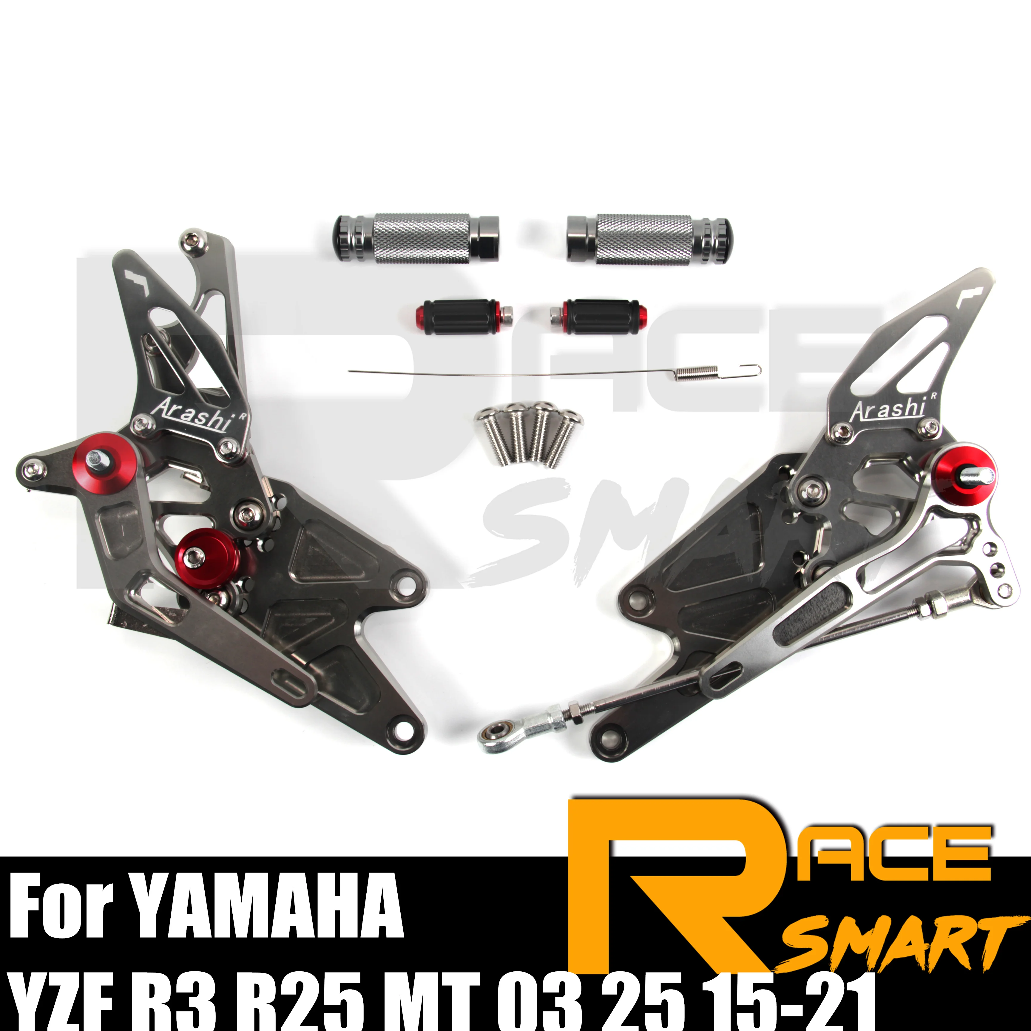 

ЧПУ регулируемый задний комплект для YAMAHA MT-03 MT03 MT25 2015-2021, задние подставки для ног, подножки, педали, аксессуары для мотоциклов