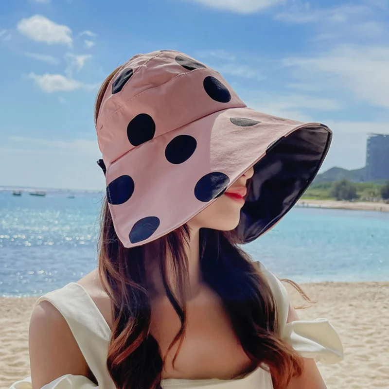 

Women Summer Large Wide Brim Adjustable Visor Beach Hats Foldable Anti-UV Women Sun Hat Outdoor Travel Panama Female Cap Bonnet