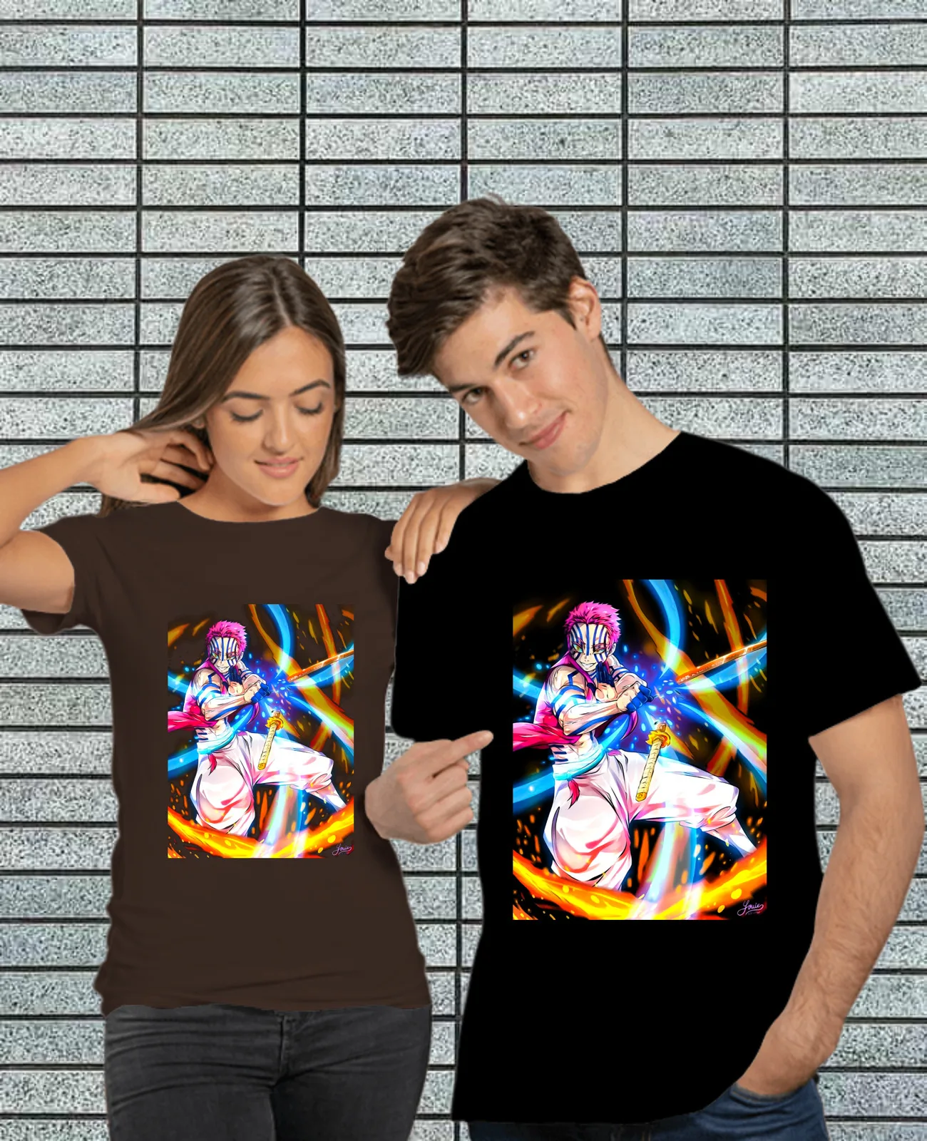 Футболка унисекс Akaza Kimetsu no Yaiba черная все размеры