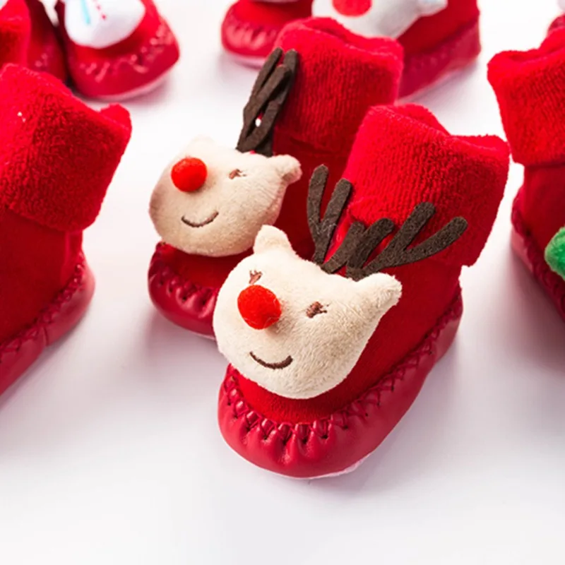 

Детские носки для девочек и мальчиков, утепленные хлопковые детские носки с принтом для малышей, Рождественская детская одежда