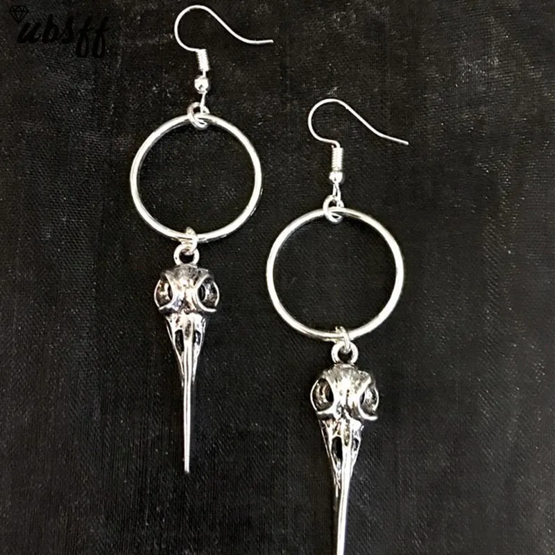 Серьги в виде ворона черепа обруч или Ушная проволока модные готические