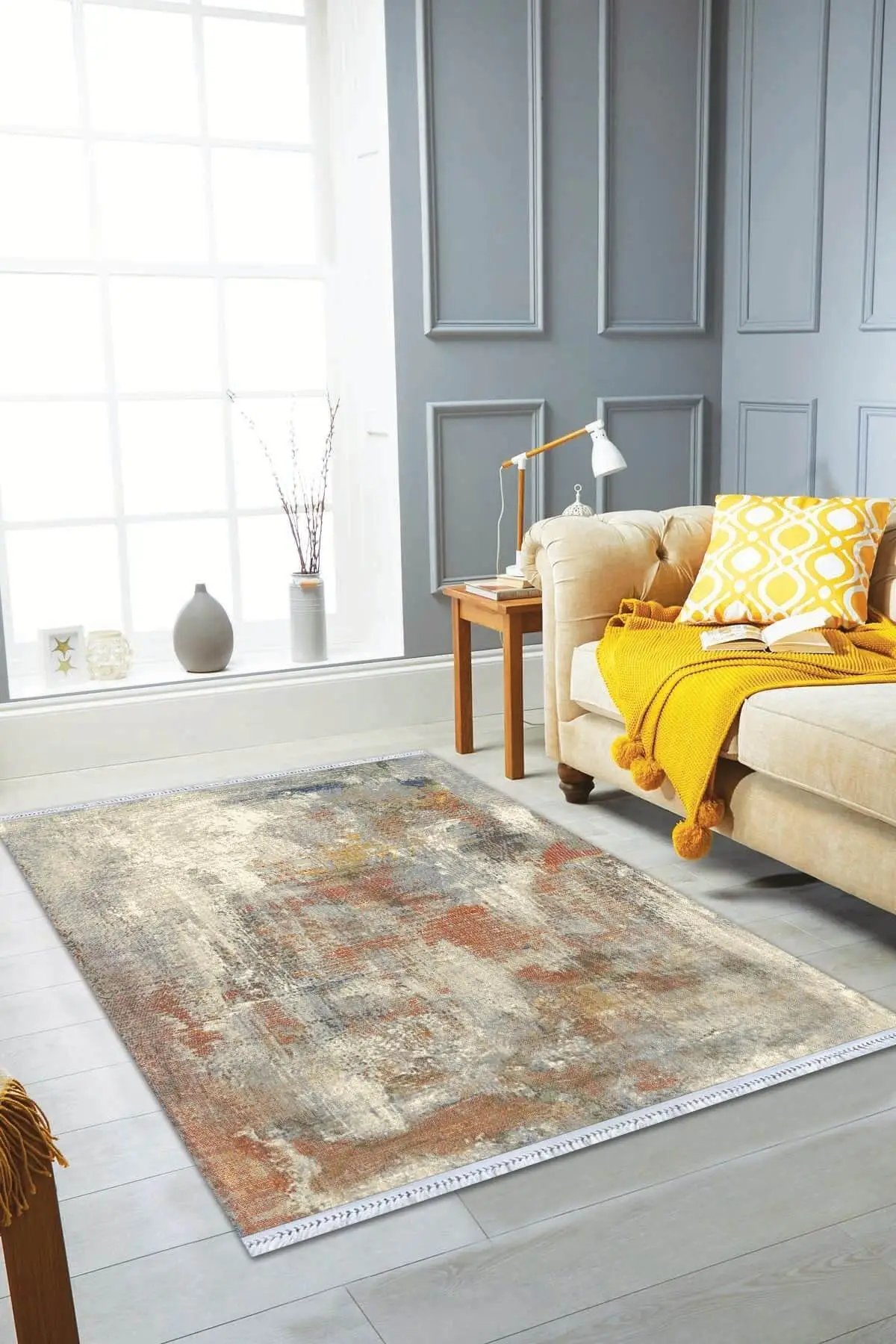 

Хлопковый нескользящий коврик, высококачественный богемный ковер ручной работы, тканый хлопковый ковер, Стирка в стиральной машине, Роскош...