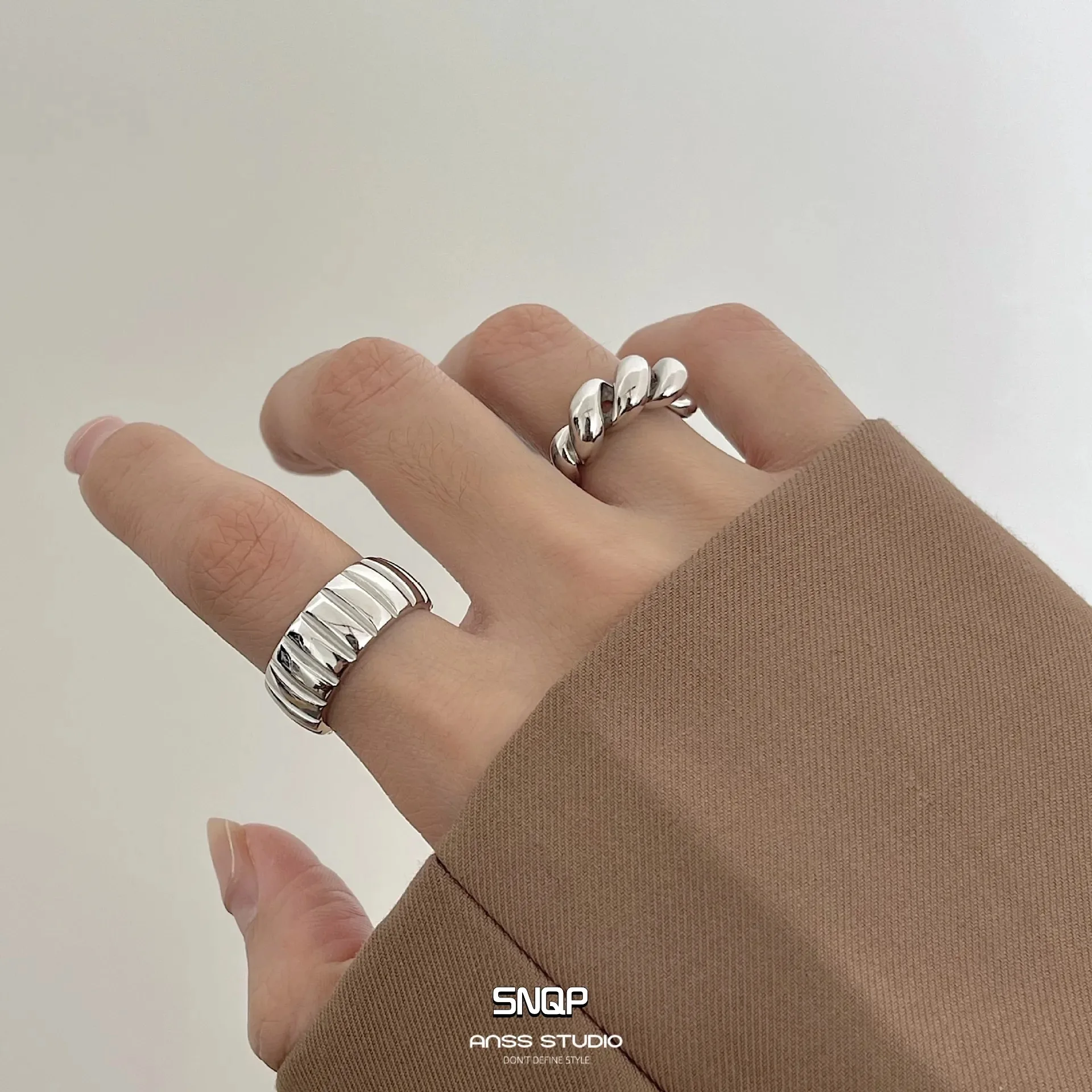 

[Multiple Options] Korean Style S925 Silver Women's Retro Fashion Elegance Simple Twisted Opening Ring