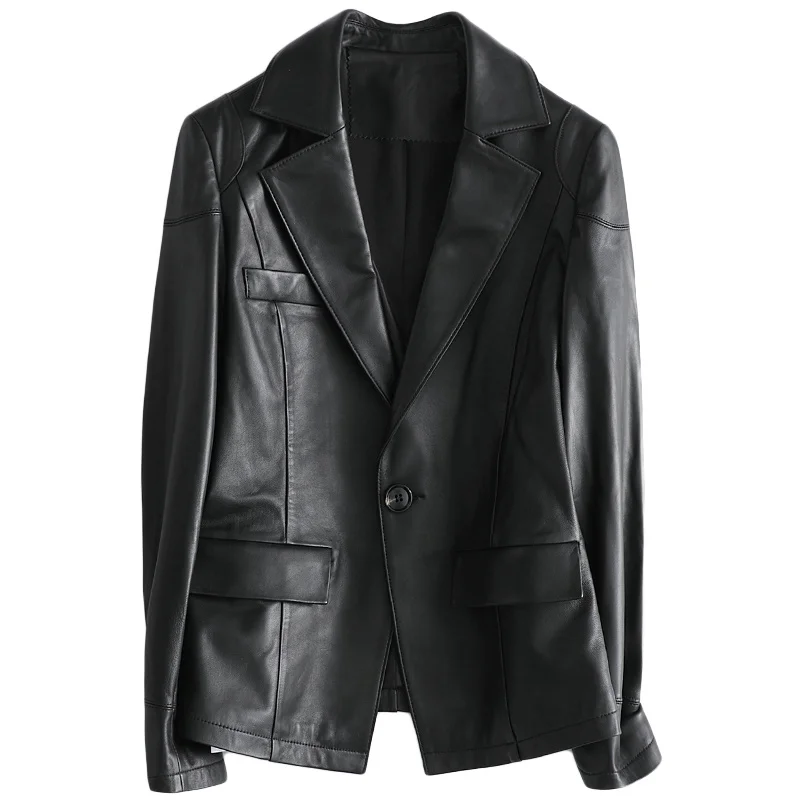 

Real Leather Jacket Women 100% Sheepskin Coat Female Spring Autumn Genuine Leather Blazer Jackets HQ20-CJX19019A 2023