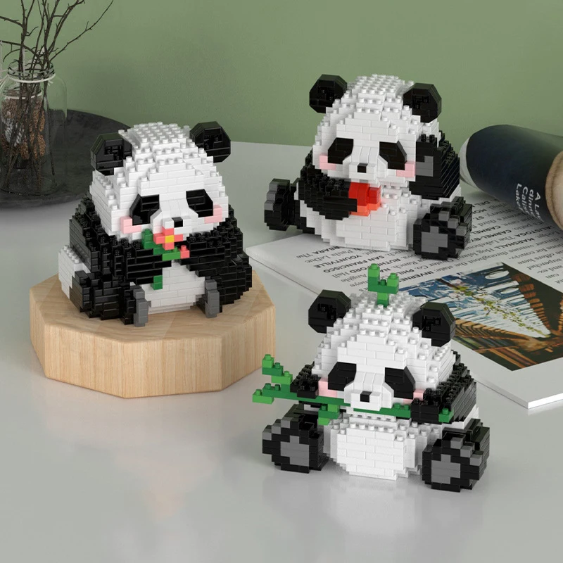 

Kawaii Panda Micro Building Blocks Assembly Games 3IN1 Model Cute Animal Mini Bricks Figure Toys For Kid Birthday Gifts