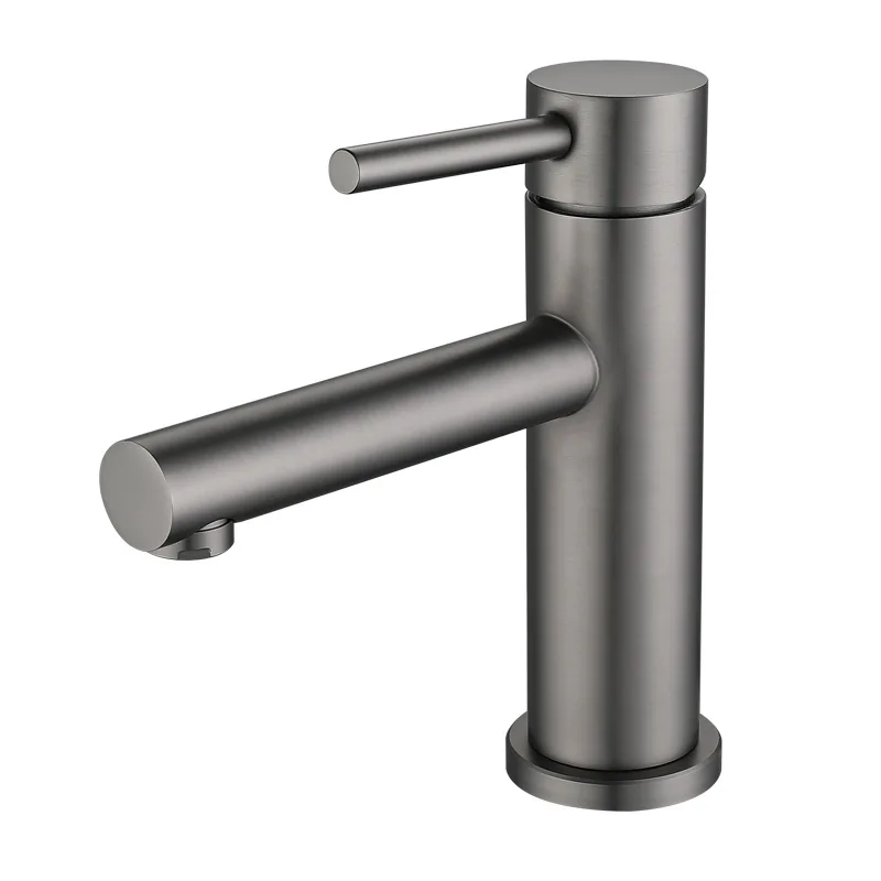 Смеситель для раковины в ванной комнате с одним отверстием, серый смеситель для раковины с горячей и холодной водой, смесители для ванной комнаты с креплением на раковину из нержавеющей стали 304