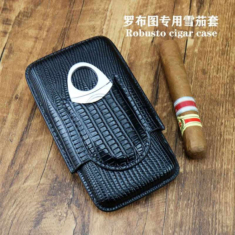 Портативная кожаная коробка для сигар, тройной дорожный чехол для сигар, кобура для сигар, хьюмидор для Кубы, аксессуары для хранения сигар, мужской подарок (art.: 3920cf10c2fc7) - 3920cf10c2fc7