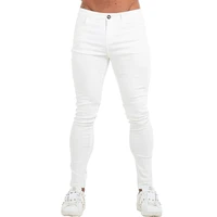 gingtto jeans white men cotton high waist pants stretch jeans plus size summer mens waist elastic pants plus size 36 zm55