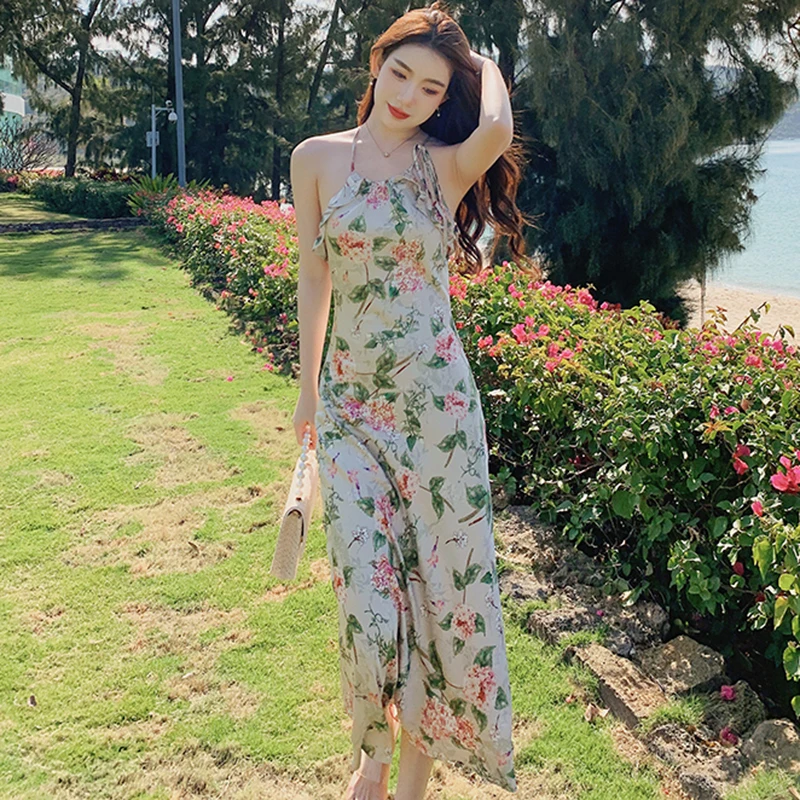 

Summer Floral Maxi Straps Dress Women 2022 Elegant Floral Bodycon Long Wrap Casual Slip Dresses for Wedding Guest Birthday Prom