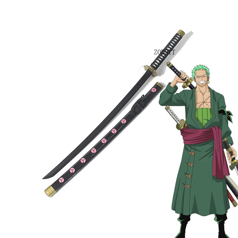 

Cosplay One Piece Roronoa Zoro Three-knife Ghost Cut Ver Qiu Shui Katana Role Play Sauron Sandai Kitetsu Wood Sword