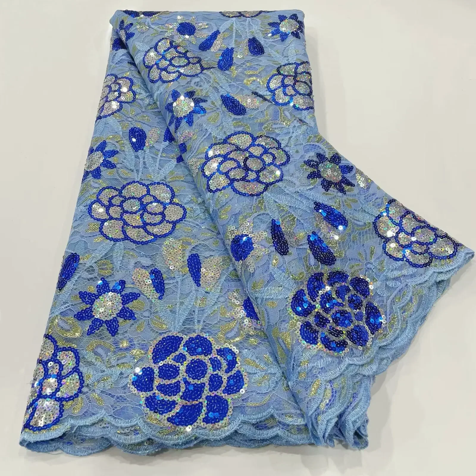 Новинка 2024 высокое качество французское Тюлевое кружево с блестками африканская