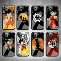 cartoon dragon ball goku phone case tempered glass for iphone 13 12 11 pro mini xr xs max 8 x 7 6s 6 plus se 2020 cover