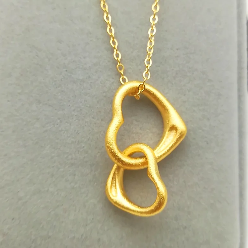 

Female 14k Gold Color Heart Love Pendant Necklace Genuine Fine Necklace Chain Gold Plated Jewelry for Birthday Gift Not Fade