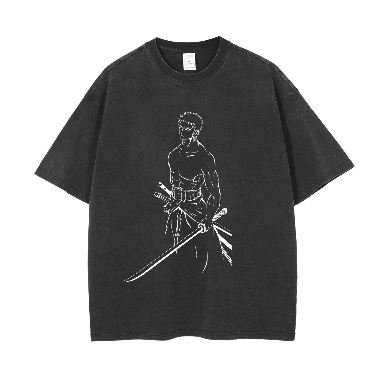

Men Black Washed T-Shirt Japanese Anime ONE PIECE Graphic T Shirt Streetwear Summer Short Sleeve Tshirt Harajuku Cotton Tops