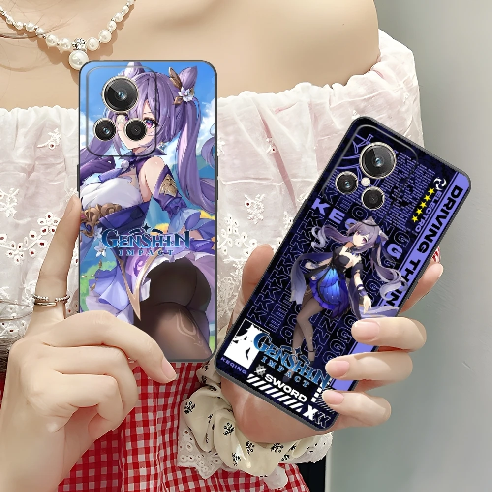 Genshin Impact Keqing мобильный телефон для Realme GT 2 9i 8i 7i Pro X50 X2 C35 C21 C20 C11 C3 черный мягкий