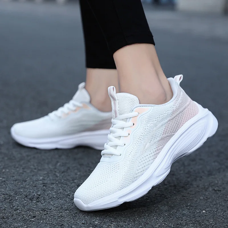 Ultra Lightweight Sneakers for Women Comfortable Breathable Casual Shoe Cotton Lace Up Outdoor Jogging Trekking Sport Footwear