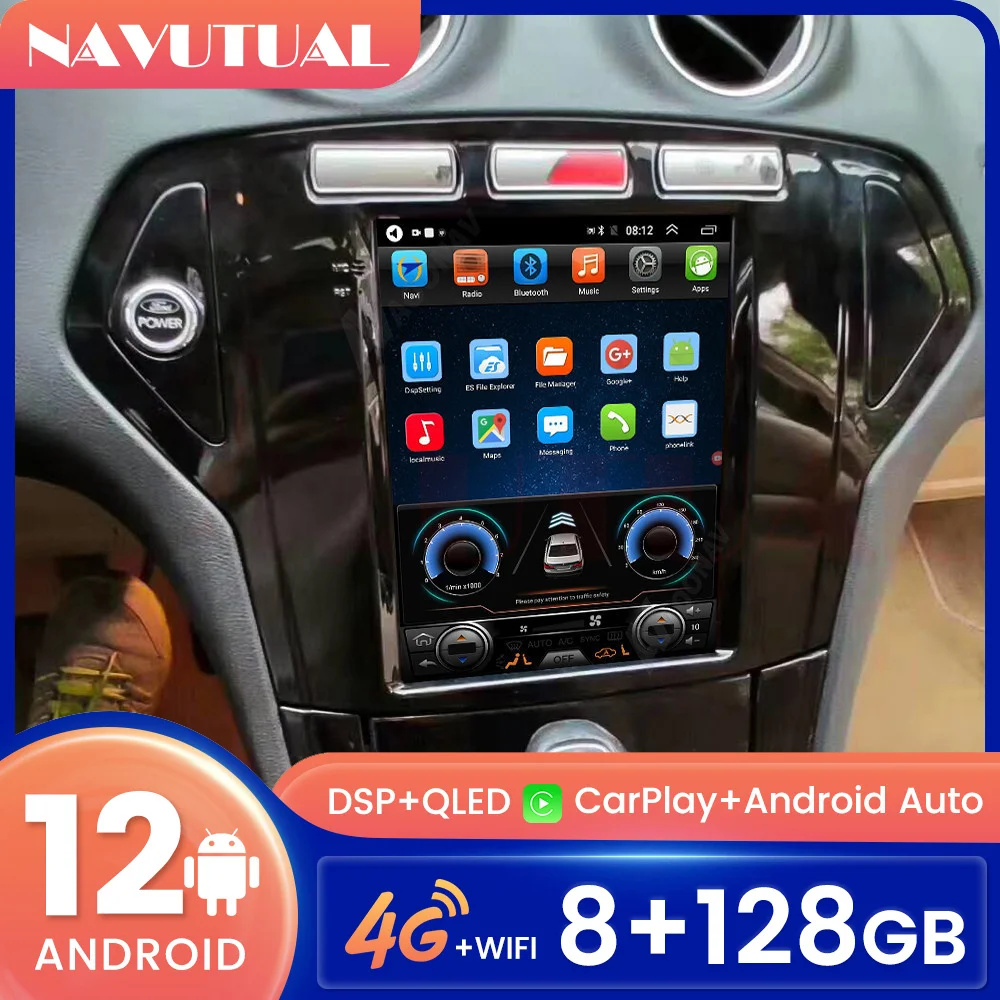 

Android 12 Car GPS Navigation Tesla Style For FORD Mondeo MK4 2007-2010 Auto Radio Stereo Multimedia Player BT WiFi Mirror Link