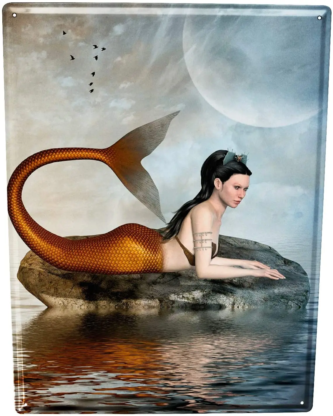 Tin Sign Fantasy Motif Rock Mermaid |