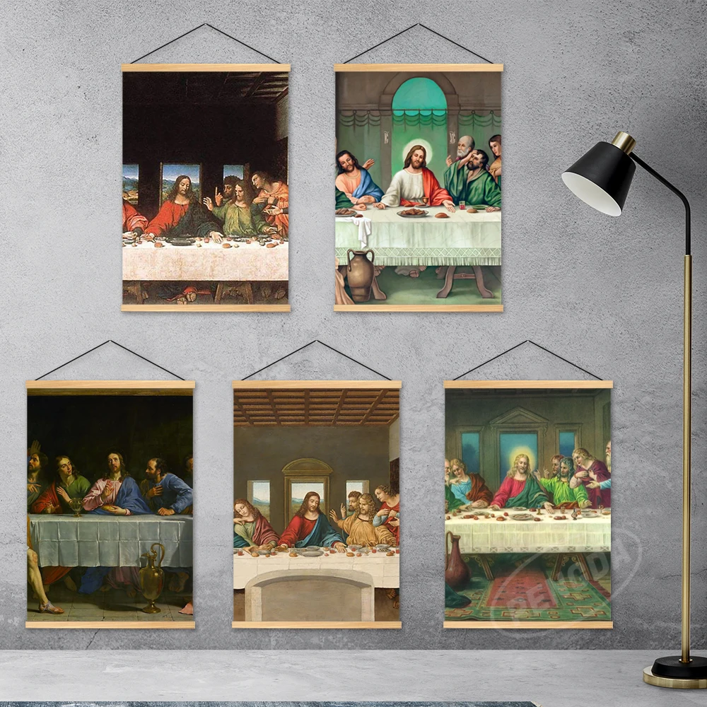

Canvas Modular Wooden Hanging Classic Painting Jesus Pictures Home Wall Art The Last Supper Posters Prints Aesthetic Room Decor