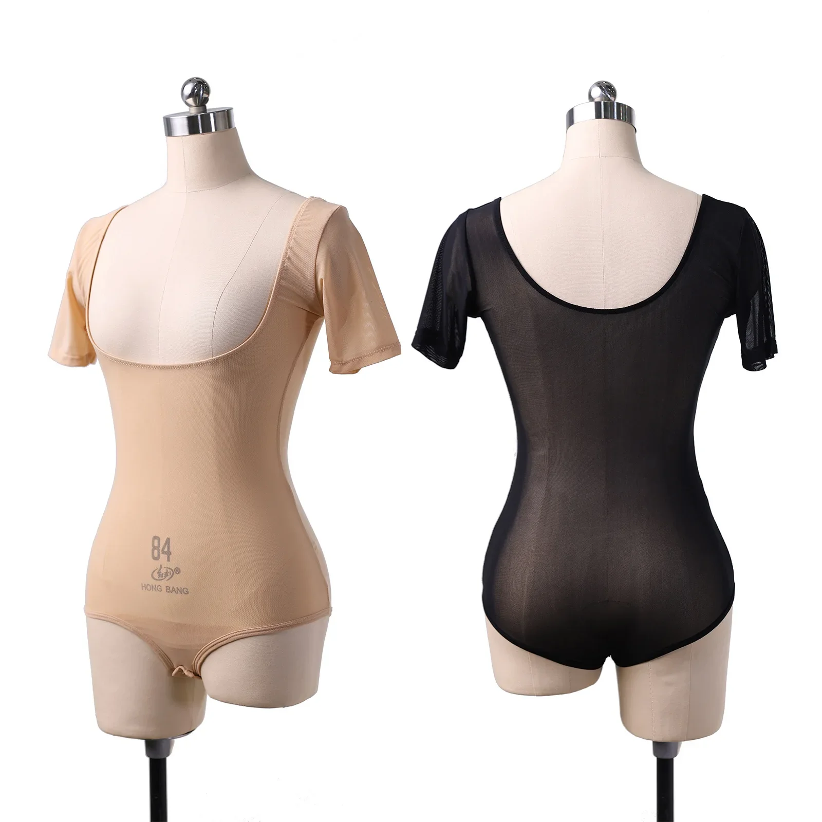 

Womens Ladies Sexy Square Neck Sheer Mesh Short Sleeve Leotard Top See-through Bodysuit Belly Dance Bottoming Shirt Bodysuit