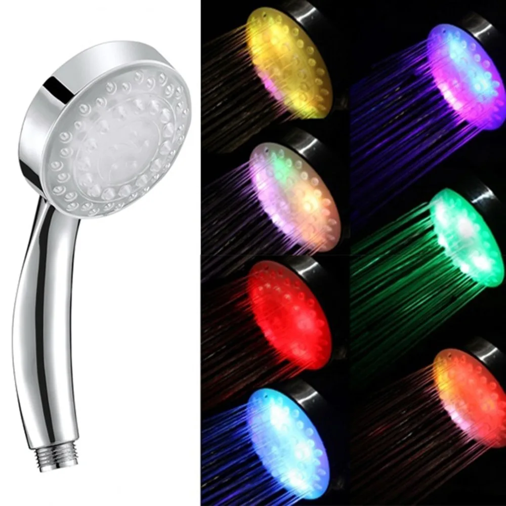 

Romantic Automatic Magic 7 Color 5 LED Lights Handing Rainfall Shower Head Single Round Head for Water Bath Bathroom New