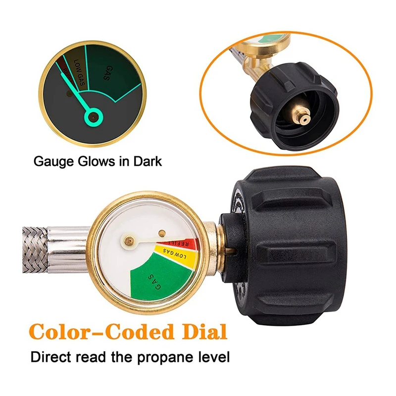 2 упаковки 15 дюймовый пропановый шланг RV с манометром для баков 5-40 фунтов
