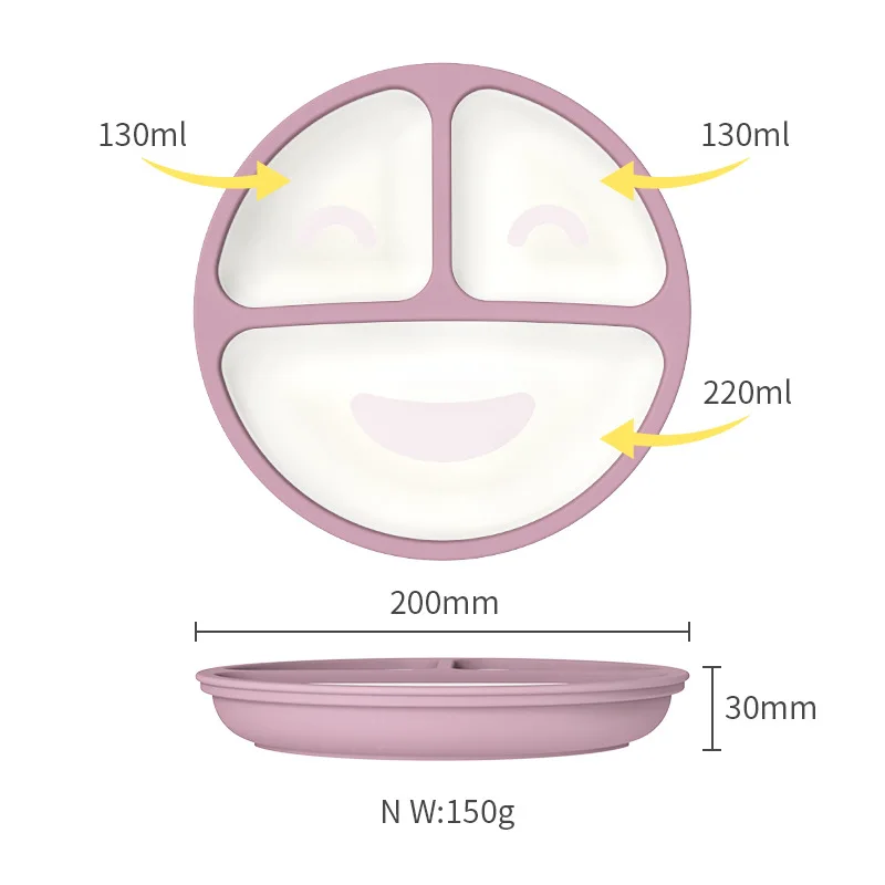 2023 Cute Smile Cartoon Baby Item For Infants Food Grade Silicone Plate Animal Print Dish Dinnerware For Toddler Kitchenware enlarge