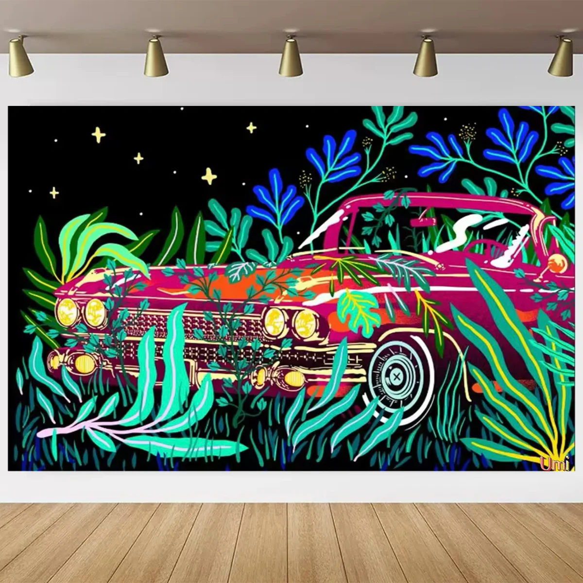 Цветной тематический фон Umi в стиле хиппи с рисунком галстука и автобуса товары