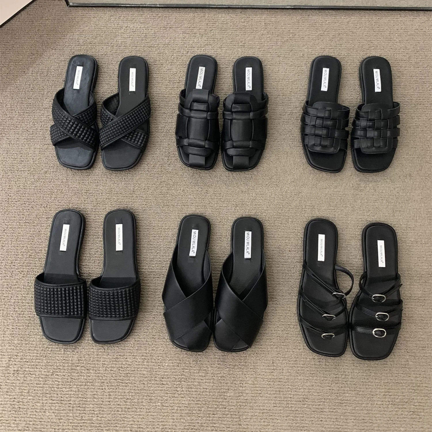 

Женские пляжные шлепанцы с квадратным носком, на плоской подошве