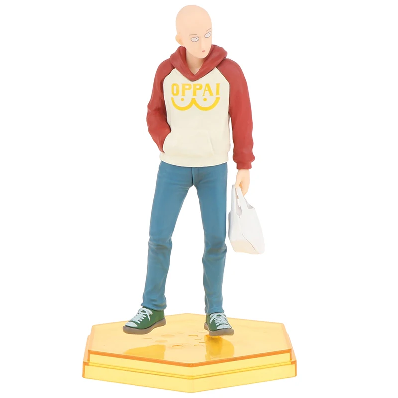 

18cm One Punch Man Anime Figure One Punch Man Saitama OPPAI Hoodie PVC Action Figure Model Toys Animation Car Home Accessories