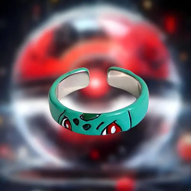 

Kawaii Sanrioed Anime Cartoon Pokemon Series Pikachu Periphery Lovers Cartoon Lovely Ring Jewelry Baby Boy Girl Festival Gift