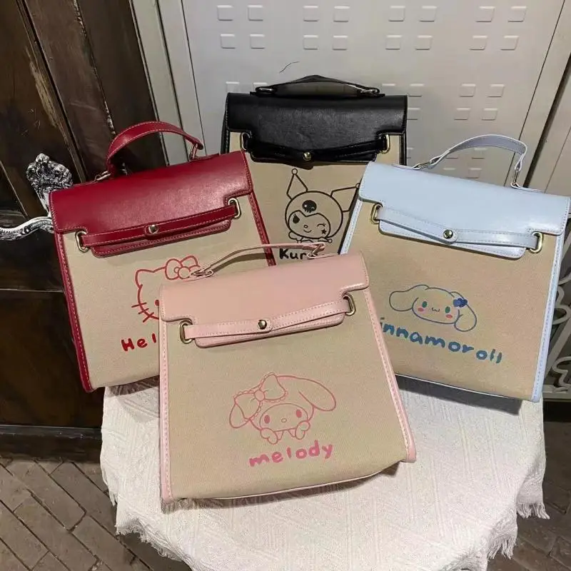 

2023 Sanrio Backpack Kawaii HelloKitty Mymelody Kuromi Japanese Cartoon Student Schoolbag Cute Girl Handbag Gift