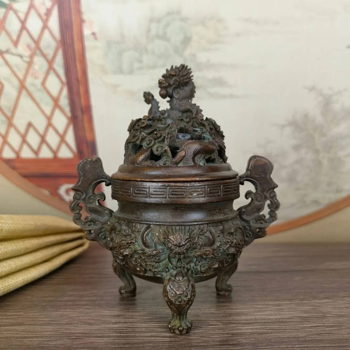 Антиквариат и ретро Дракон альхимия печи два дракона играют с жемчугом чайная