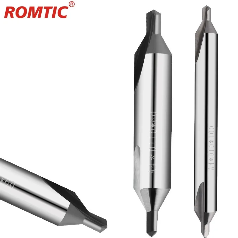 

ROMTIC Carbide Tungsten Steel Center Drill Stainless Steel Hardened Lengthened A-type 60° CNC Mechanical Tool Milling Cutter