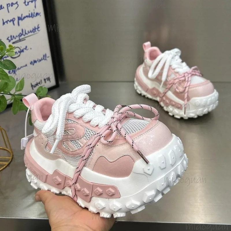 Фото Женские массивные кроссовки на платформе в стиле Dad Sneakers, дышащие, сетчатые, на шнуровке, с толстой подошвой, для уличной моды, повседневные, спортивные, Zapatillas De Mujer №1