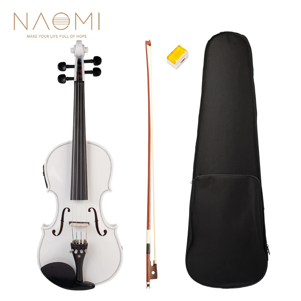 NAOMI Acoustic Electric Violin Fiddle 4/4 Full Size Violin Solid Wood Body Ebony Accessories  Electric Violin New