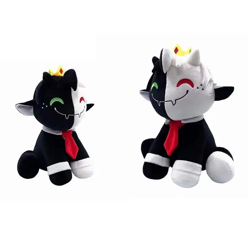 25/30cm Black and White Ranboo Plush Doll Soft Stuffed Sit Anime Plushie Cartoon Toys for Children Kids Christmas Gifts