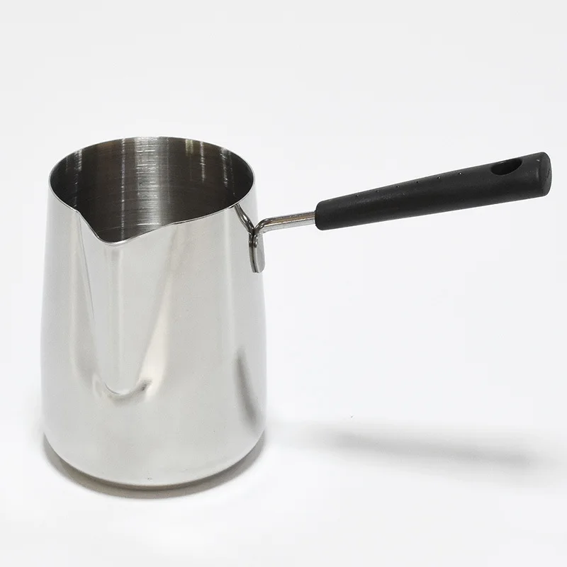 

304 stainless steel Milk Jug hot milk cup single handle V-shaped mouth milk cup restaurant daily pull flower coffee cup