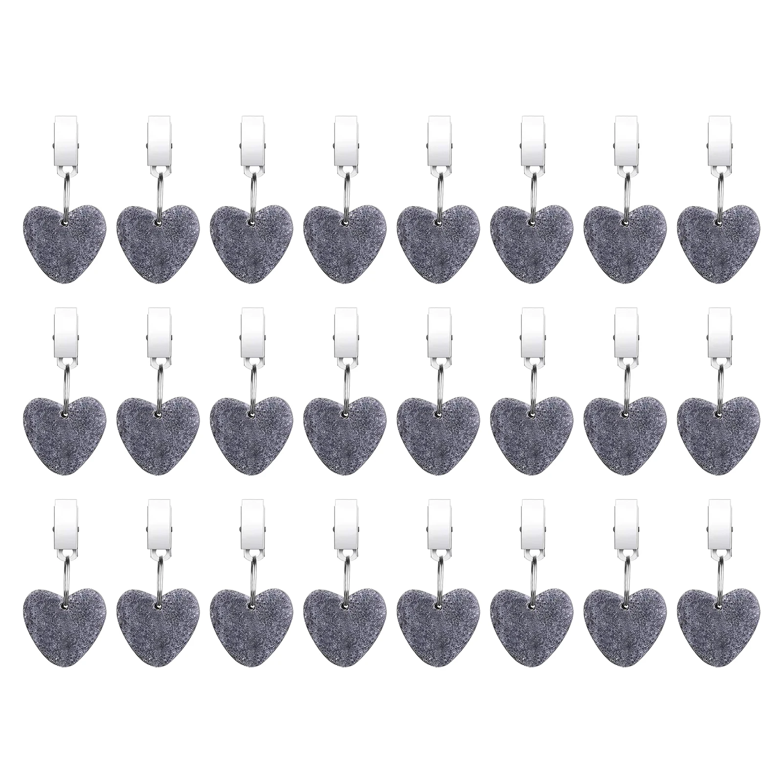 

24pcs Heart Shape Stone Pendant Windproof Fixing Romantic Tablecloth Weight Wedding Dinner With Clip Home Party Picnic Anti Fall